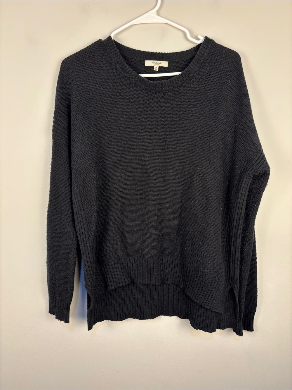 Madewell Black Oversized Crewneck Knit Sweater Size Medium